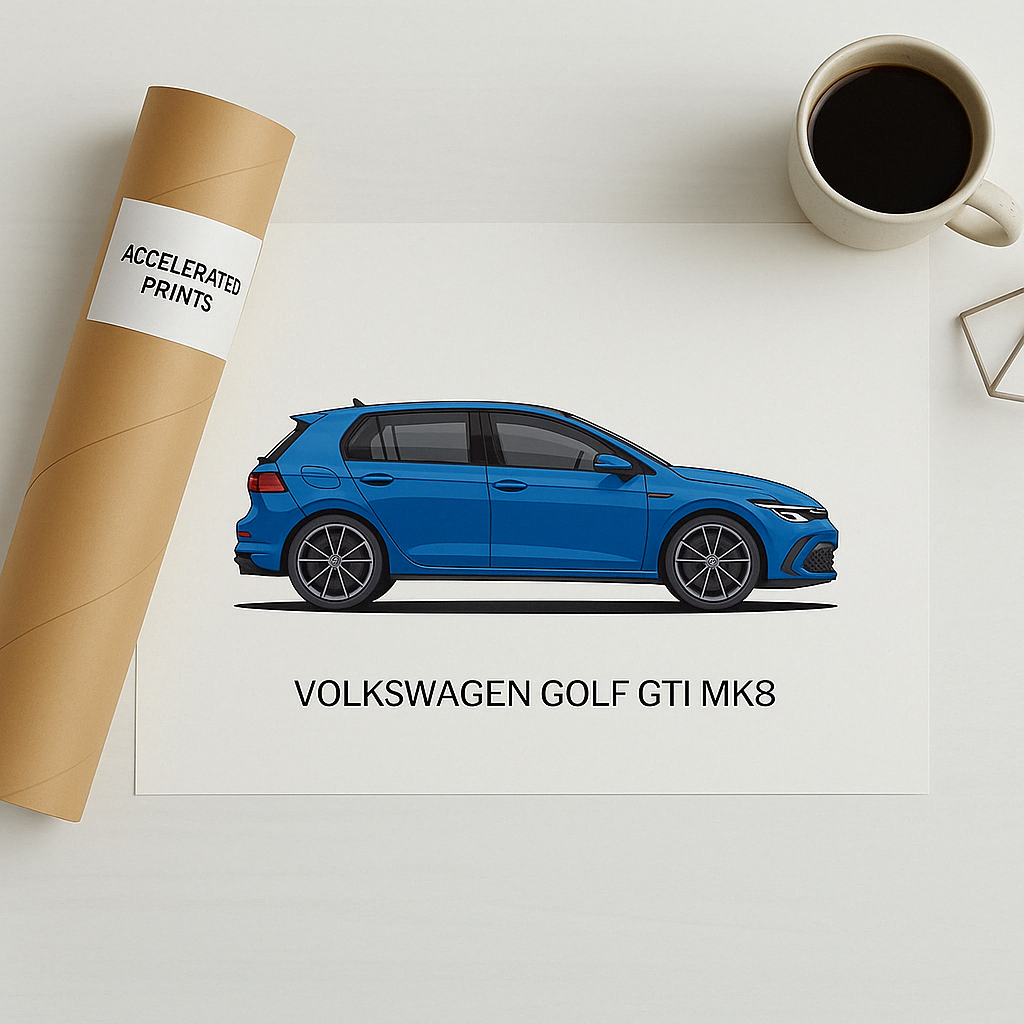 Impression vectorielle de voiture VW Golf GTI Mk8